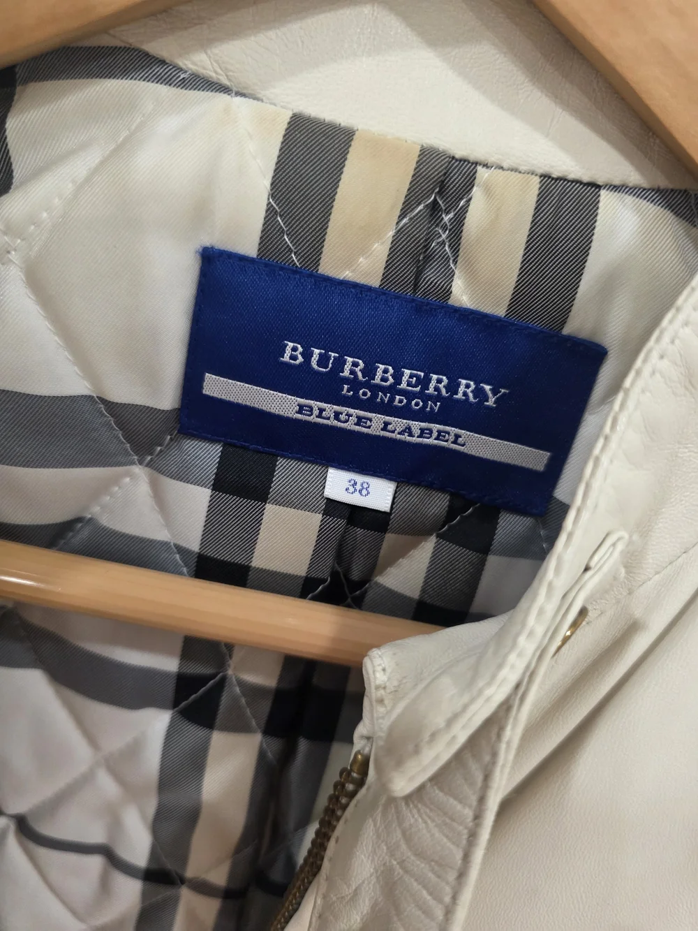 Burberry Cream Leather Moto Jacket with Gold Hardware